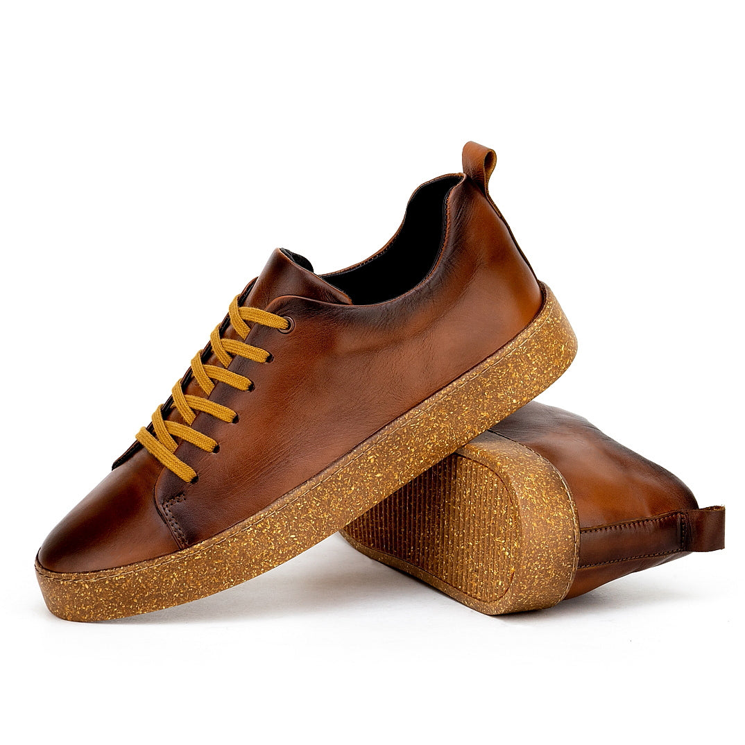 01002 Chaussure Sneaker Homme en cuir marron