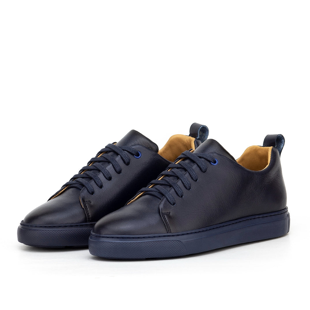 01000 Chaussure Sneaker Homme en cuir bleumarin