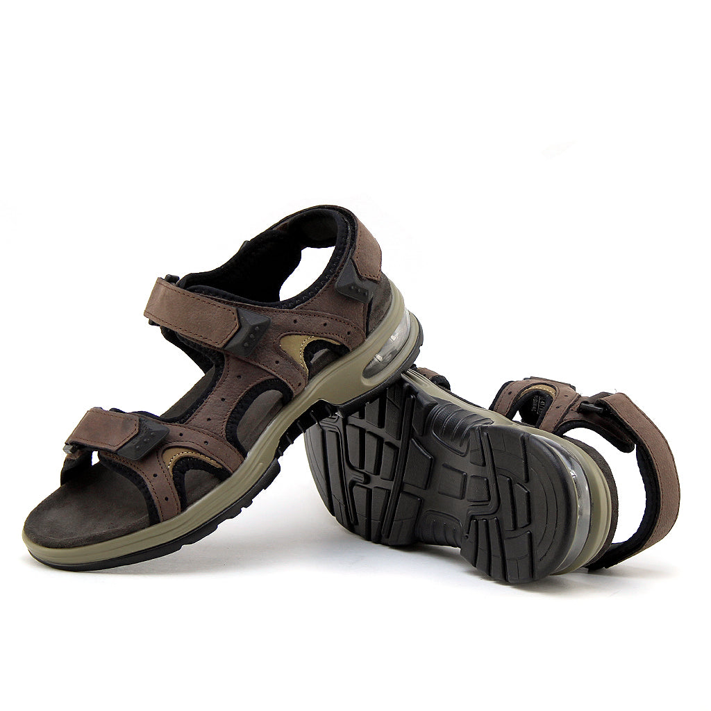 0206 sandale confort en cuir nubuck homme marron