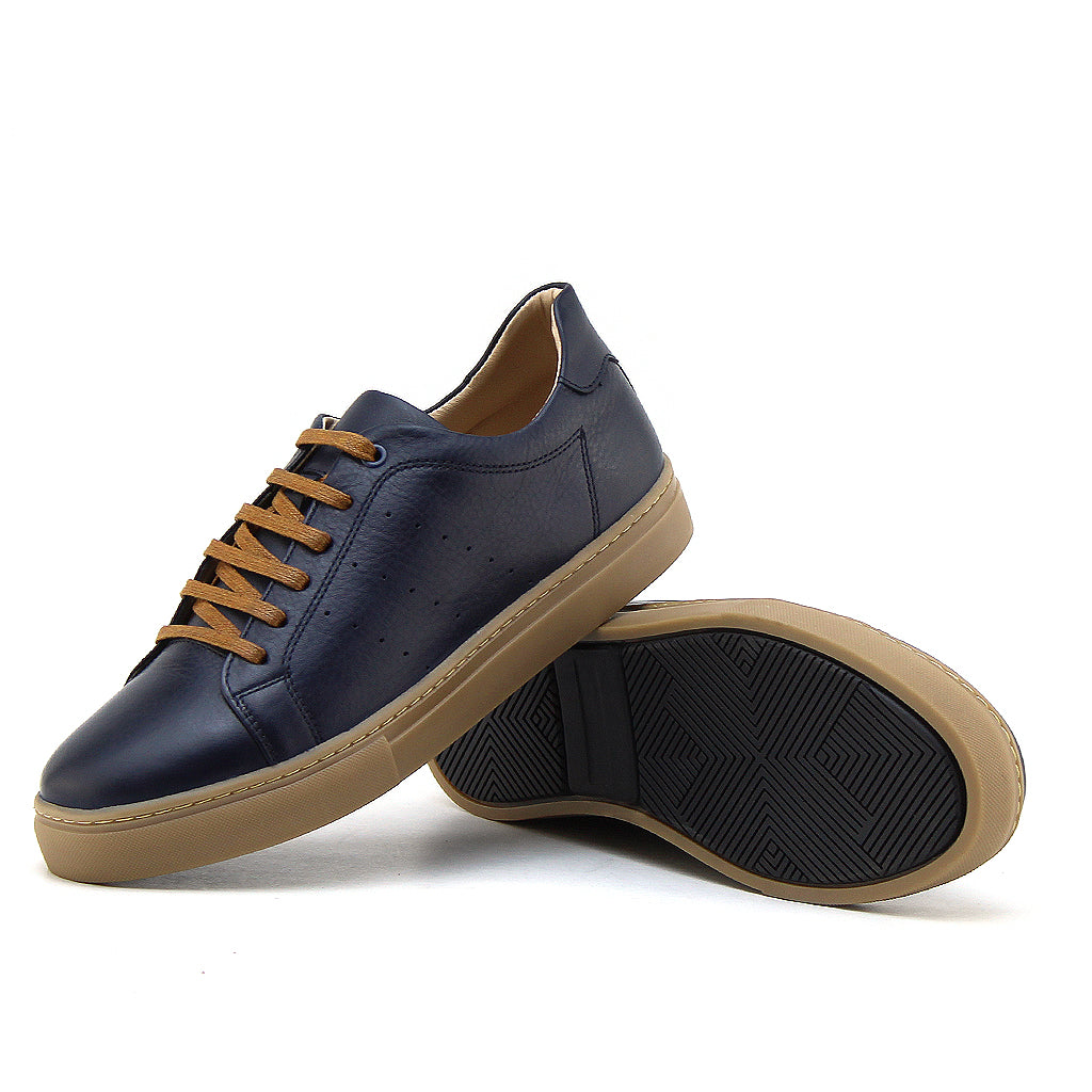 03 Chaussure Sneaker Homme en cuir bleu